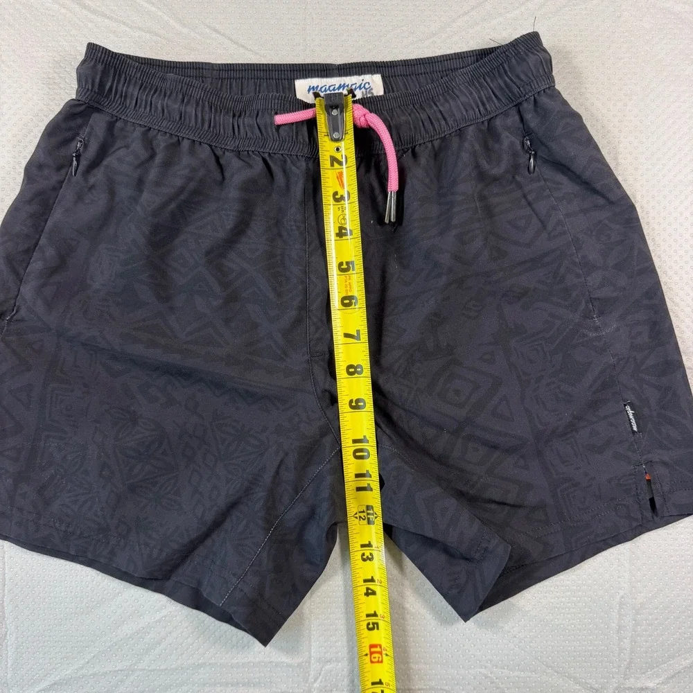 Maamgic Mens Swim Trunks 2 In 1 Shorts Small Black Tribal Geometric Compression